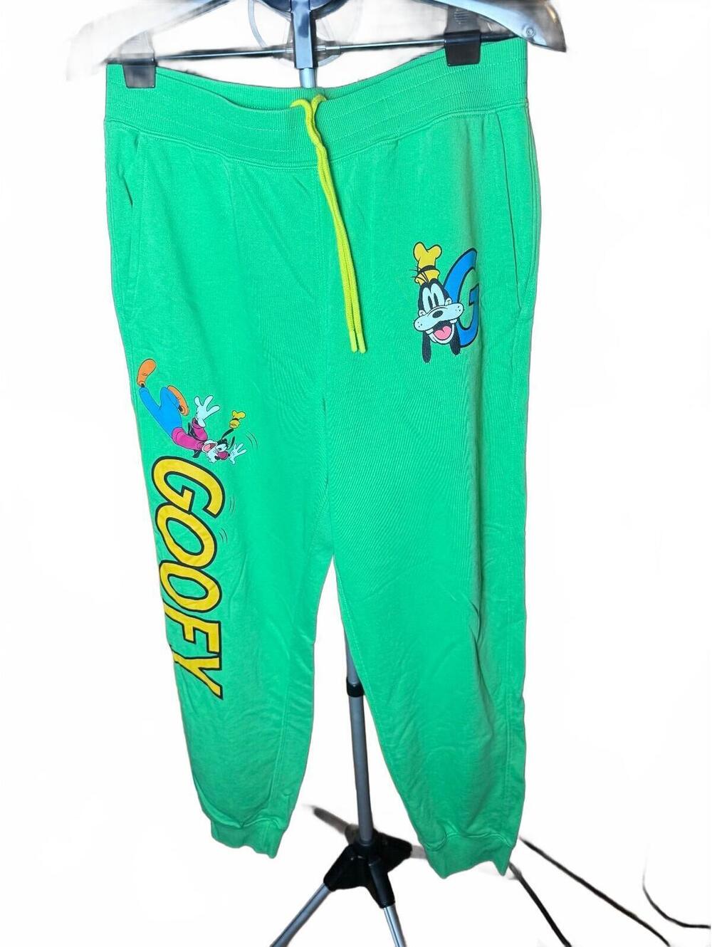 NWOT Rare Disney Goofy Green Sweatpants joggers sz M baggy oversized